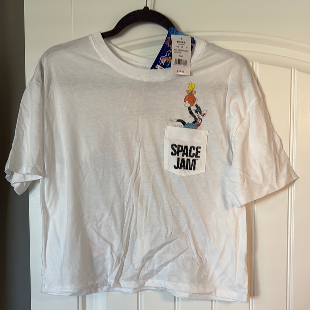 Kohl's White Short Sleeve Tee with Space Jam Graphic